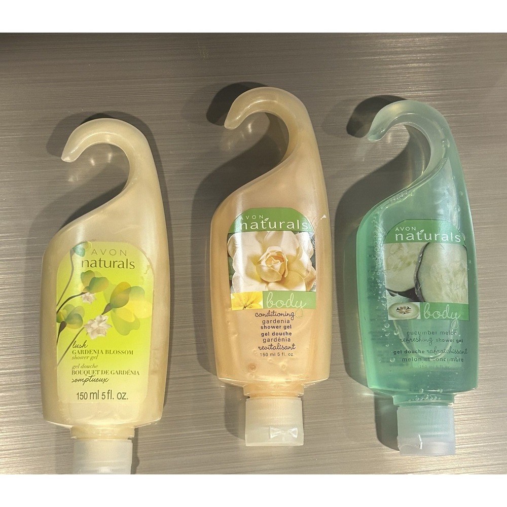 Lot Of 3- Avon Naturals Shower Gel Gardenia & Cucumber Melon